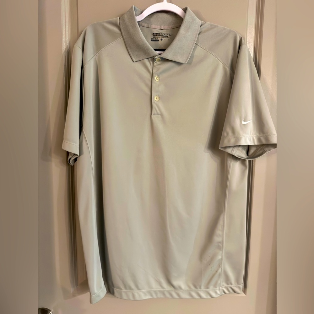 Men’s Nike Golf Shirt. Size Large. Gray. Dri-Fit Custom Tour Performance Gear